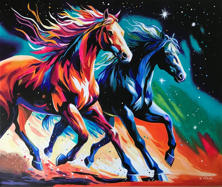 Galop Éthéré 绘画, 18.1x21.7 in
