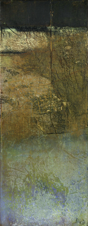 Painting titled "Ocres 2" by Dominique Comolet, Original Artwork, Oil Mounted on Wood Stretcher frame