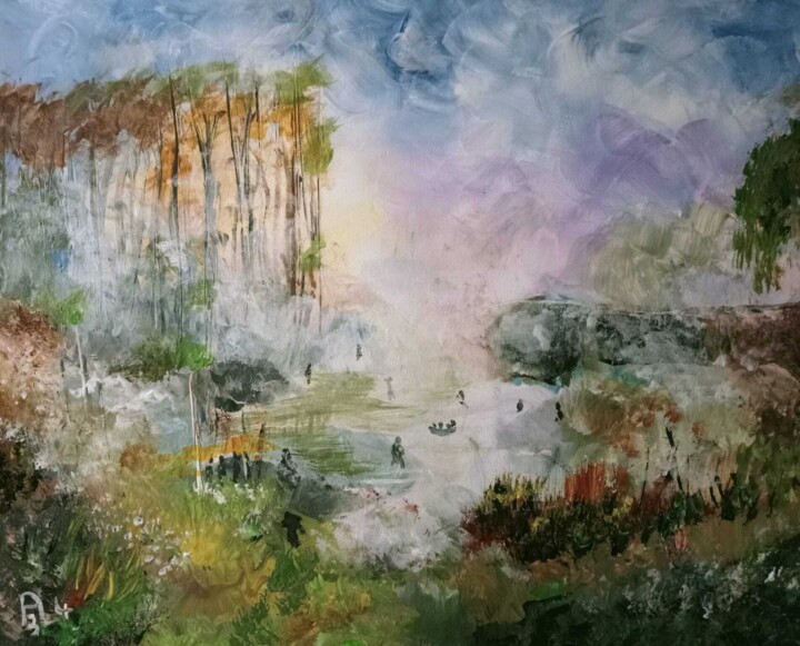 Peinture intitulée "Le brouillard du ma…" par Audran, Œuvre d'art originale, Acrylique Monté sur artwork_cat.