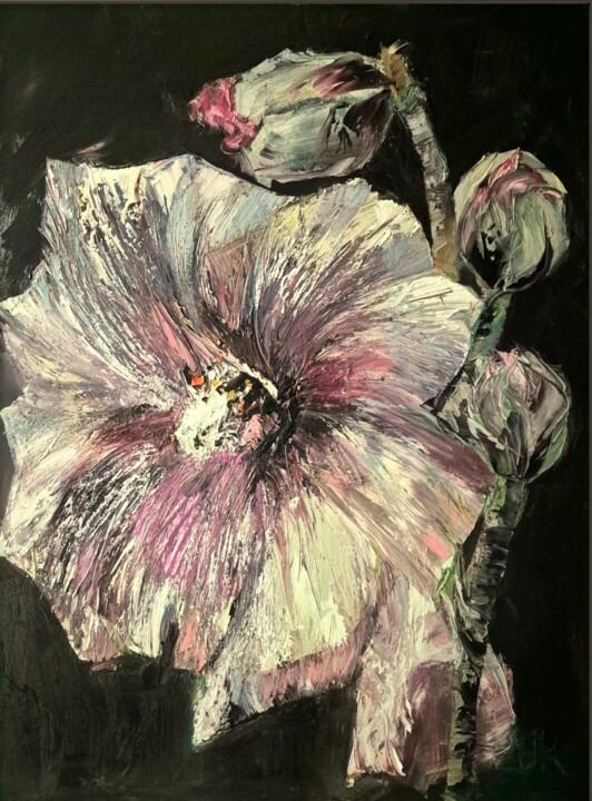 HOLLYHOCKS 绘画, 31.5x23.6 in