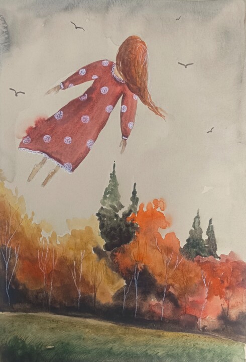 Sopra I Boschi Autunnali 绘画, 16.5x11.7 in