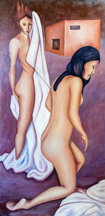 Baigneuses 绘画, 39.4x19.7 in