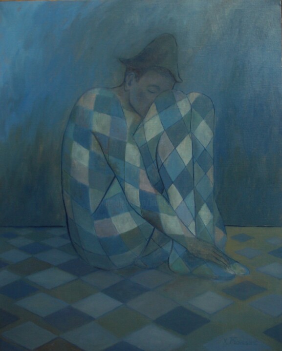 Arlequin bleu assoupi Painting, 39.4x31.9 in