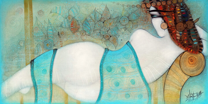 Peinture intitulée "Le sofa" par Albena Vatcheva, Œuvre d'art originale, Huile Monté sur Châssis en bois