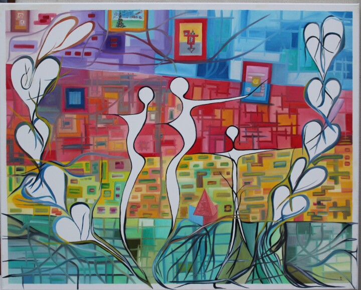 Familie Spähren und Herzen 绘画, 31.5x39.4 in