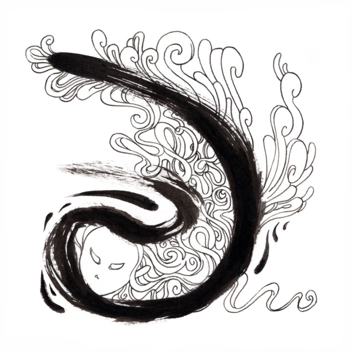 Fish in a pound 图画, 4.7x4.7 in