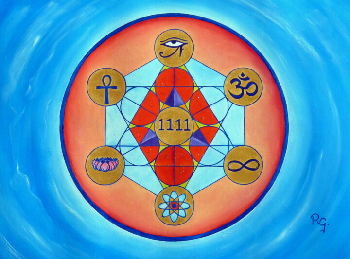 Peinture intitulée "SACRED SYMBOLS" par René Georges (RG.), Œuvre d'art originale, Huile