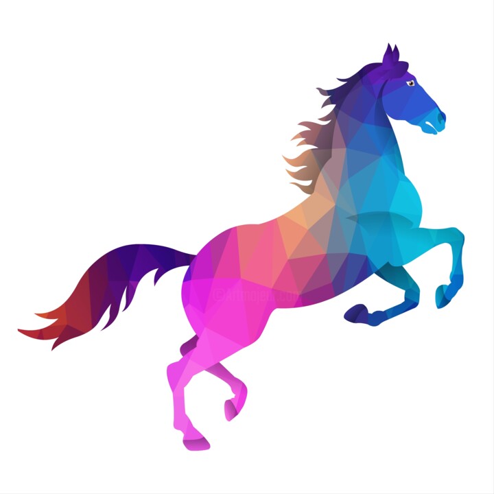A geometric design depicts a prancing horse 数字艺术