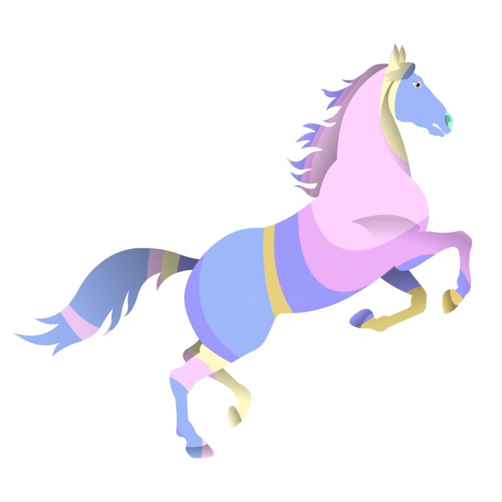 A stylized horse is depicted in pastel shades 数字艺术
