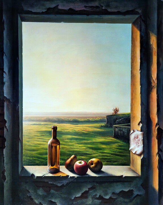 Painting titled "Luce" by Samuele Vanni, Original Artwork, Tempera Mounted on Wood Panel
