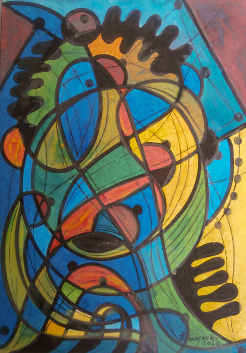 Abstrato cubista OUT/002 绘画, 27.6x19.7 in
