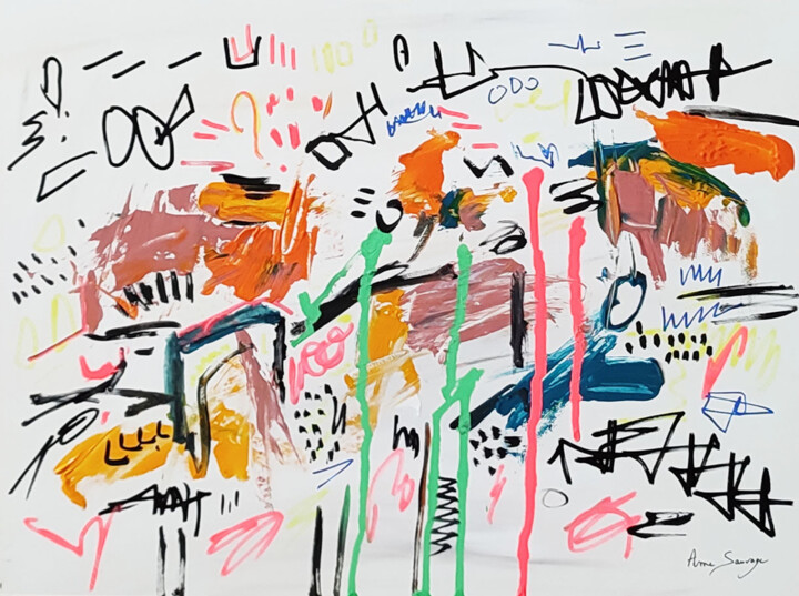 L'ado - tableau abstrait street art coloré 绘画, 11.8x15.8 in