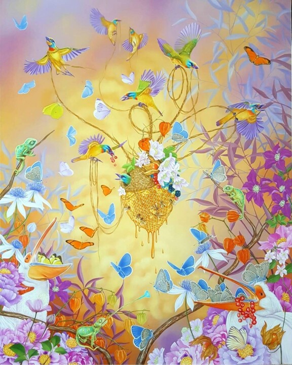 A caccia di farfalle 绘画, 35.4x27.6 in