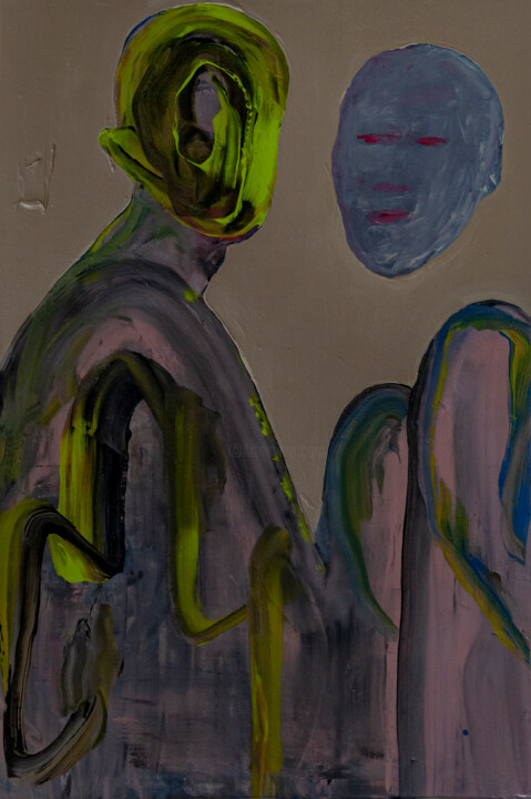 Painting titled ""destroy the middle"" by Marc E. Des Rosiers, Original Artwork, Acrylic Mounted on Wood Stretcher frame