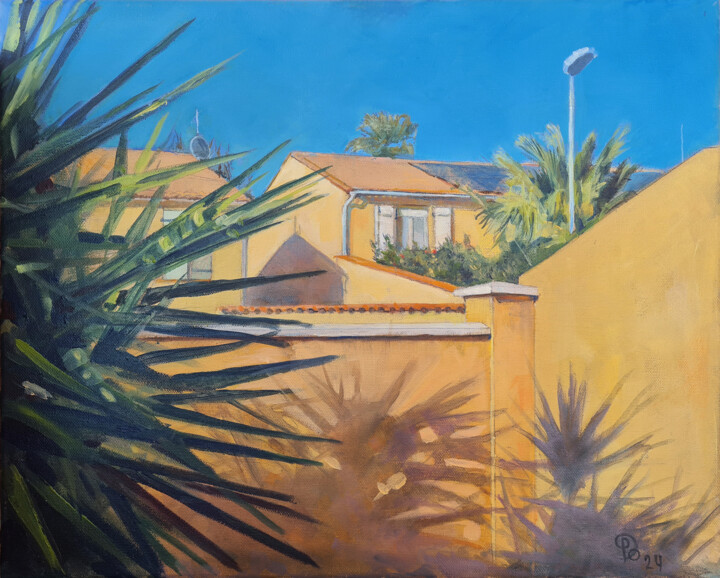 A peaceful evening in a French city 绘画, 13x16.1 in