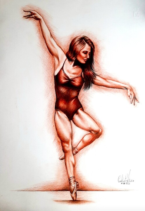 Studio di ballerina a sanguigna 图画, 18.9x13 in