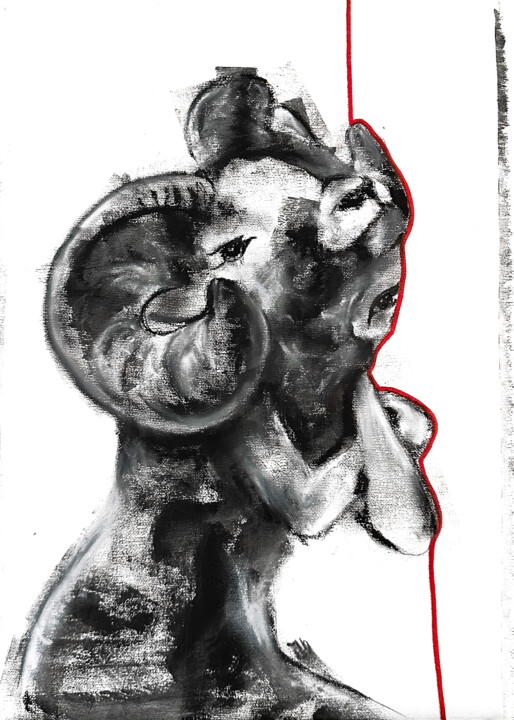 Peinture de la dame au mouton 绘画, 16.3x11.6 in