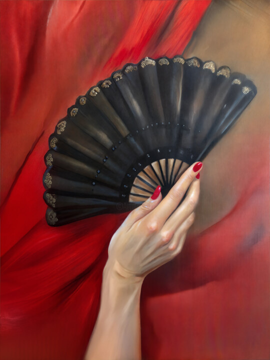 Hand with a black fan. Whisper of the Fan 数字艺术