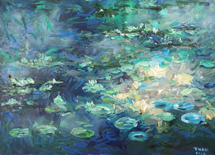 blooming lotus pond 03 绘画, 33.5x47.2 in