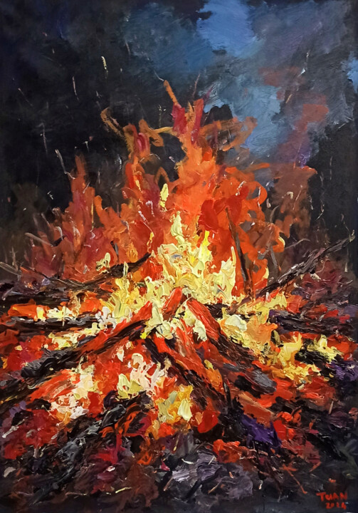 Warm winter fire 绘画, 33.5x47.2 in