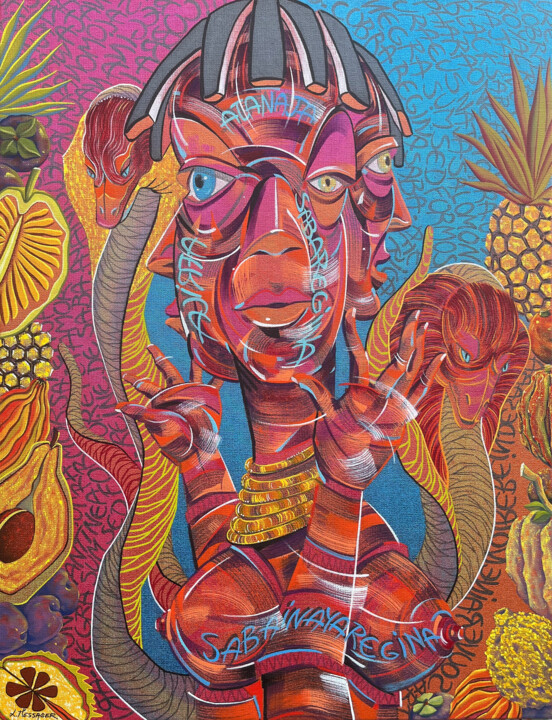 Peinture intitulée "Saba Regina" par Laurent Messager, Œuvre d'art originale, Huile Monté sur Châssis en bois