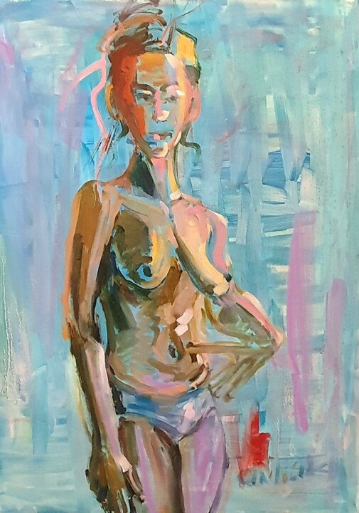 Aktmalerei mit einem Slip 绘画, 27.6x19.7 in
