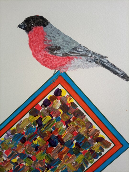 Birds want freedom Bird on Frame series 1 to series 5 绘画, 11.6x8.2 in