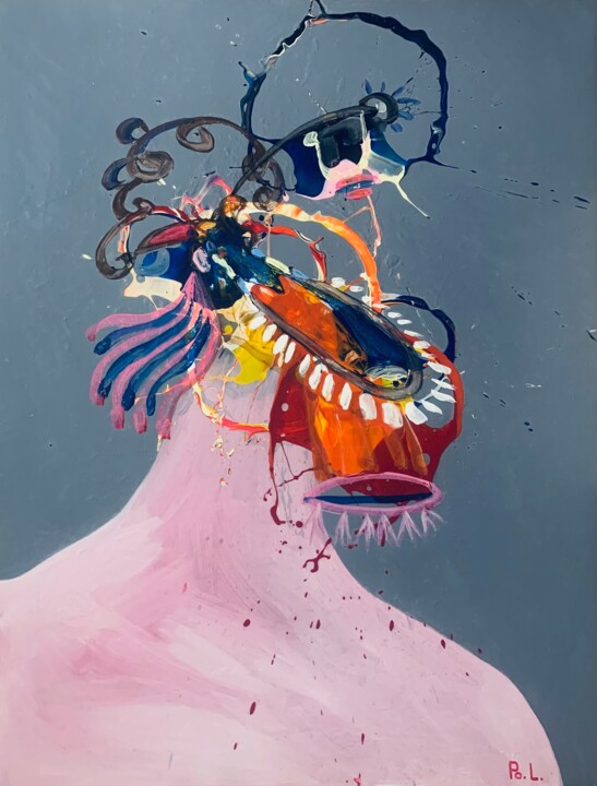 Defohmed heads, face, something went wrong 绘画, 44.2x35.4 in