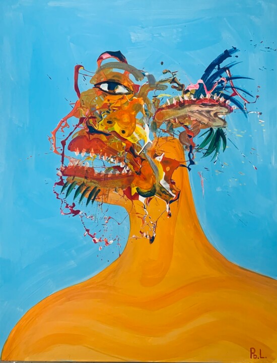 Deformed heads, madam F`s flat portrait from hell 绘画, 44.2x35.4 in