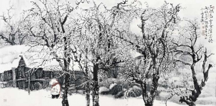 Ζωγραφική με τίτλο "张东林人物画作品：看云图" από 东林 张, Αυθεντικά έργα τέχνης, Λάδι