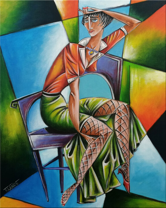 Woman Chillout #M289 绘画, 19.7x15.8 in