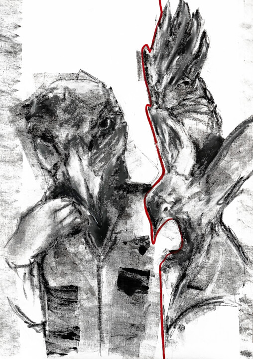 «Mr. Corbeau» 绘画, 23.4x15.7 in