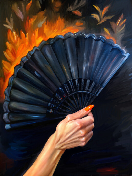 Hand with a black fan.Pulse of Flame 数字艺术