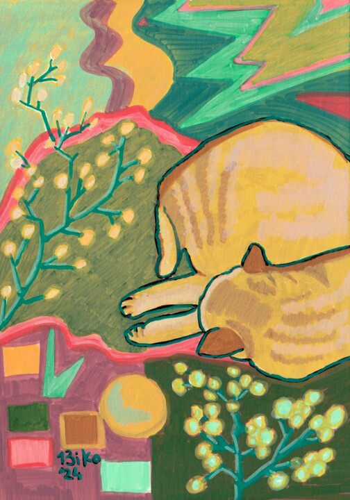 Cat #5 绘画, 8.3x5.8 in