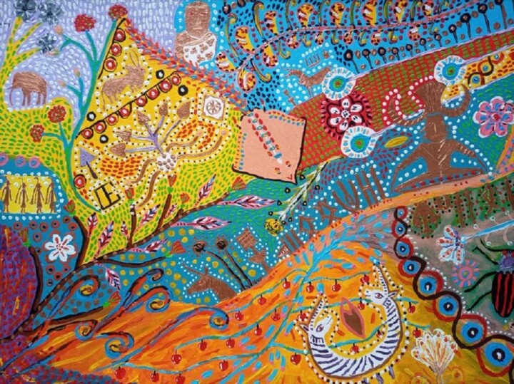 Mohenjo daro Abstract Painting 绘画, 11.6x16.5 in