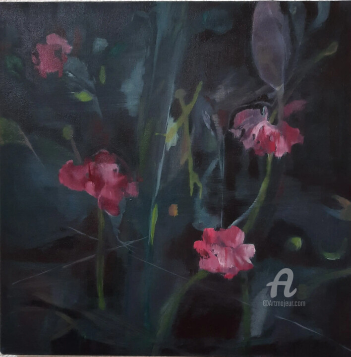 Dark Flowers 绘画, 19.7x19.7 in