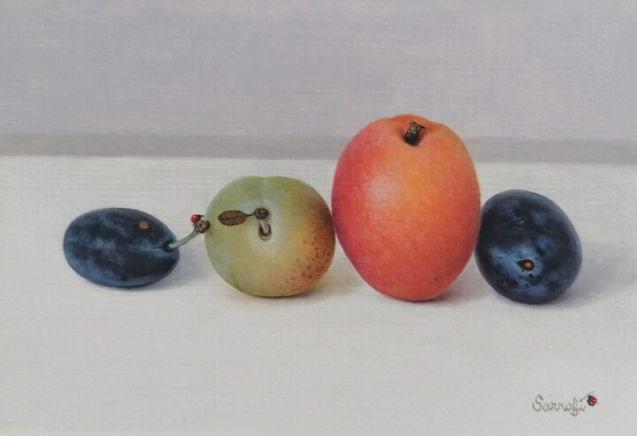 Les prunes et l'abricot 绘画, 5.5x7.9 in