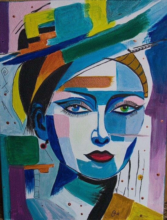 La dame à la boucle 绘画, 15.8x11.8 in