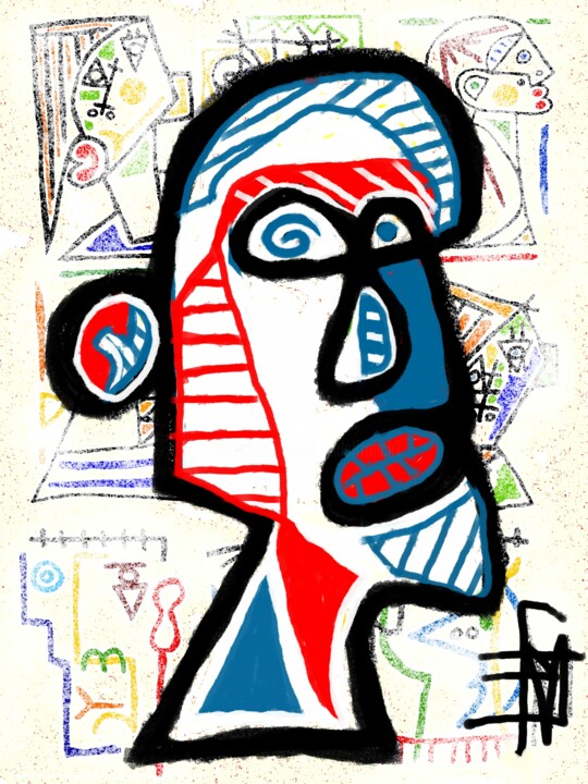 Arts numériques intitulée "Hommage à DUBUFFET" par Franck Vidal, Œuvre d'art originale, Peinture numérique