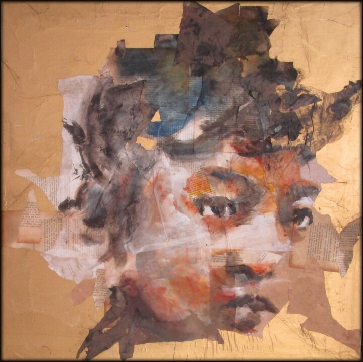Drawing titled ""Sable"" by Aurélie Salvaing, Original Artwork, Ink Mounted on Wood Panel