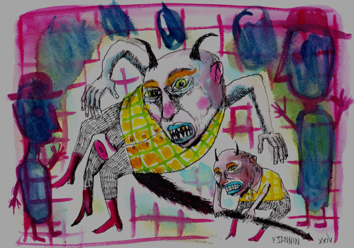 Diable et demi 그림, 8.3x11.7 in