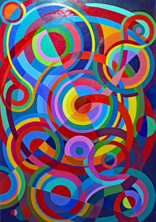 Painting titled "COMPOSITION: LOOP T…" by Stephen Conroy, Original Artwork, Acrylic Mounted on Wood Stretcher frame
