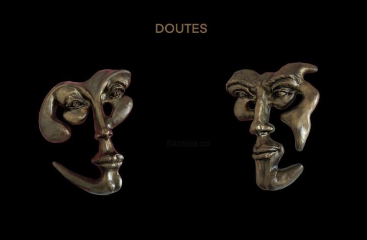 DOUTE les 2 sculptures patine bronze 雕塑, 16.5x25.2 in