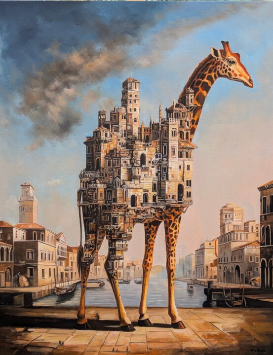 绘画 标题为“The Dreamer's Parad…” 由Wilhem Von Kalisz, 原创艺术品, 油 安装在木质担架架上