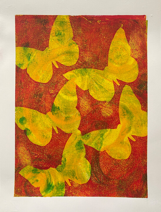 farfalle stampa astratta 绘画, 11x8.7 in