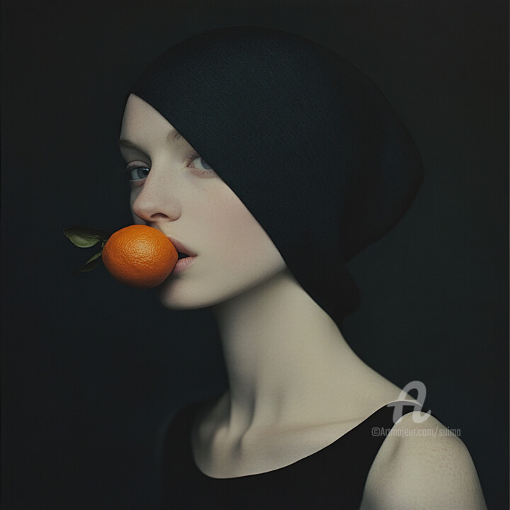 Citrus Bite in Black Arte digitale, 16x16 in