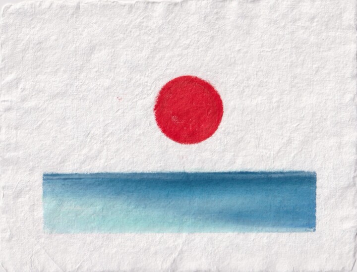 Soleil levant rouge moyen Disegno, 7,1x9,5 in