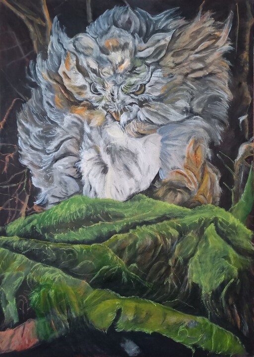 Сова сердитая 绘画, 27.6x19.7 in