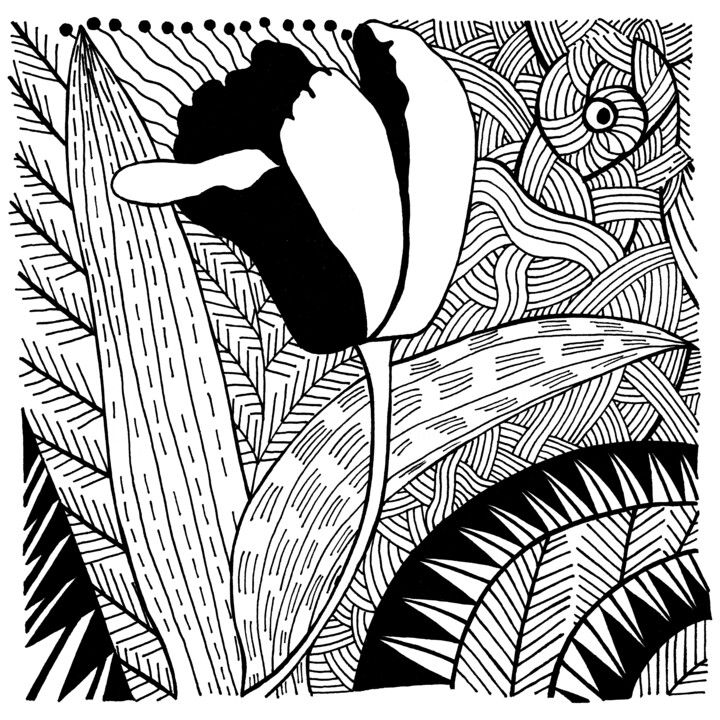 Note 4 Abstract Tulip Flower Disegno, 5,9x5,9 in