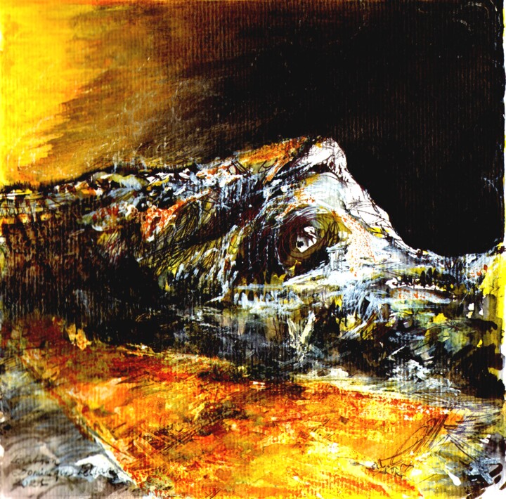 Schilderij getiteld "Léviathan" door Dominique Leblanc, Origineel Kunstwerk, Inkt